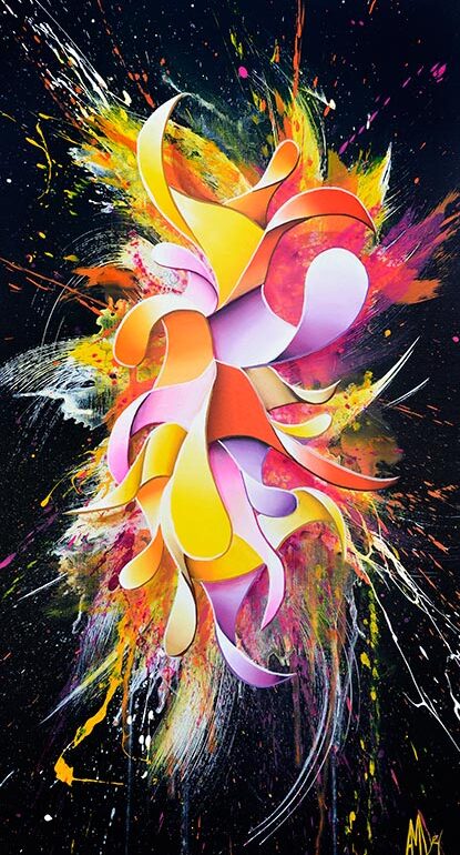 colorful painting with black background