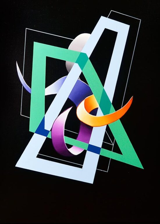 black geometric abstract painting