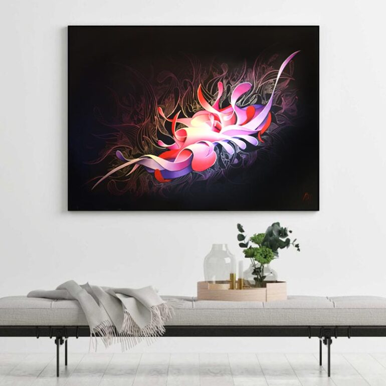contemporary painting with black background