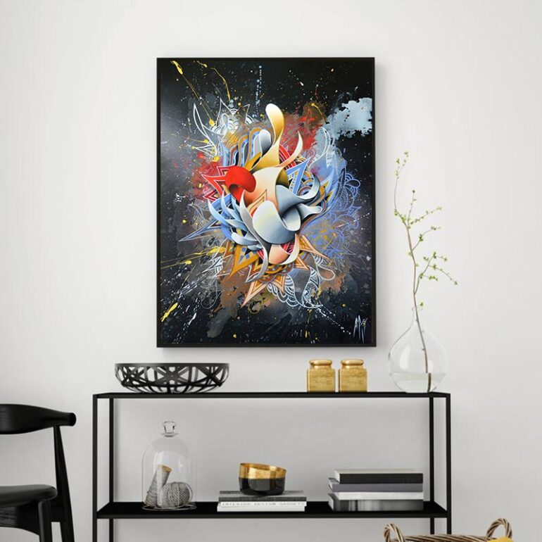 contemporary painting with black background