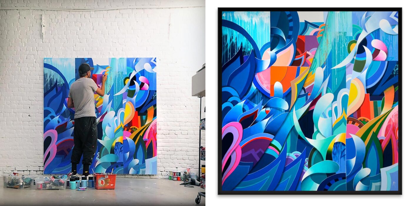 ABSTRACT BLUE SQUARE PAINTING