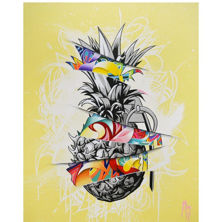 pineapple stencil contemporary painting