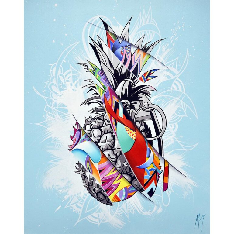 pineapple stencil contemporary painting