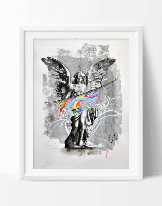 contemporary angel stencil on paper