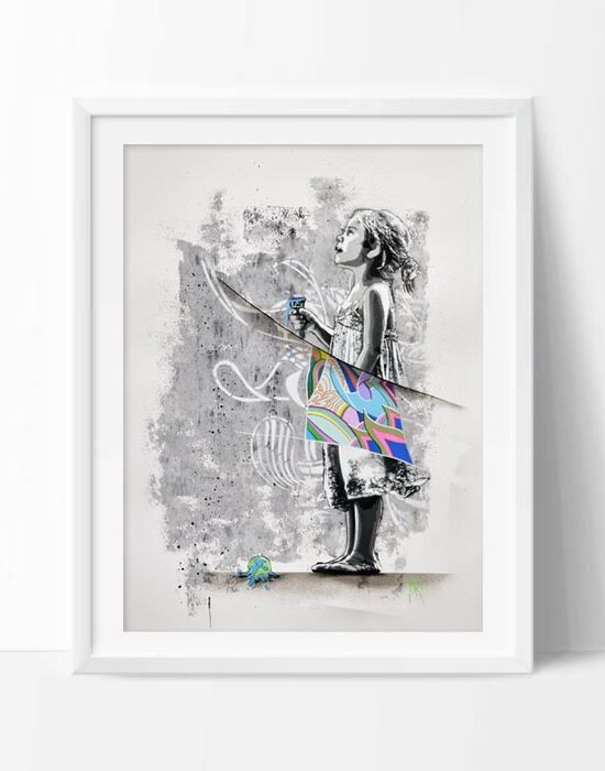 contemporary little girl stencil on paper