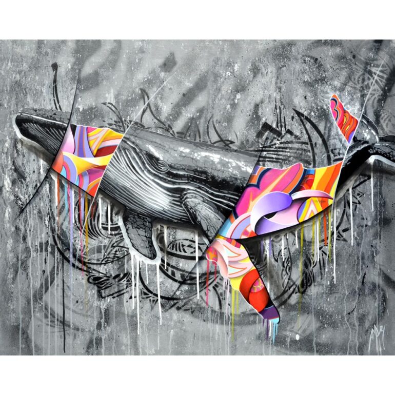 whale stencil contemporary painting