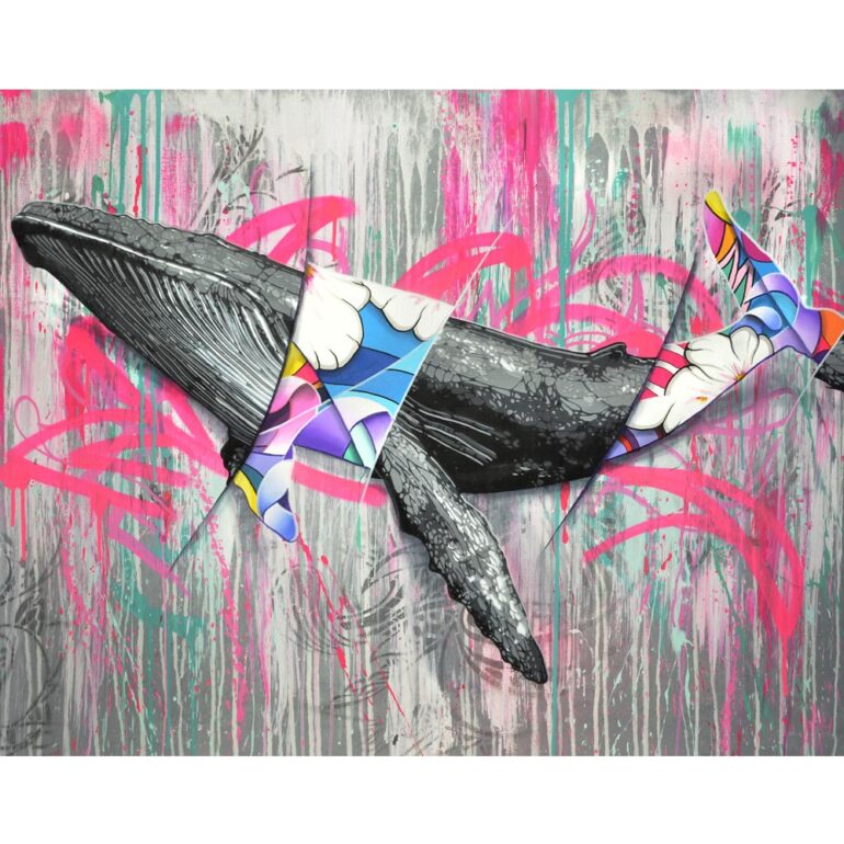 whale stencil contemporary painting