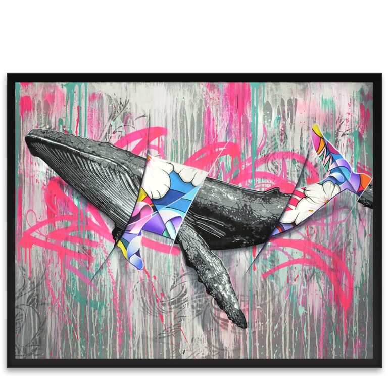 Tableau contemporain de baleine au pochoir