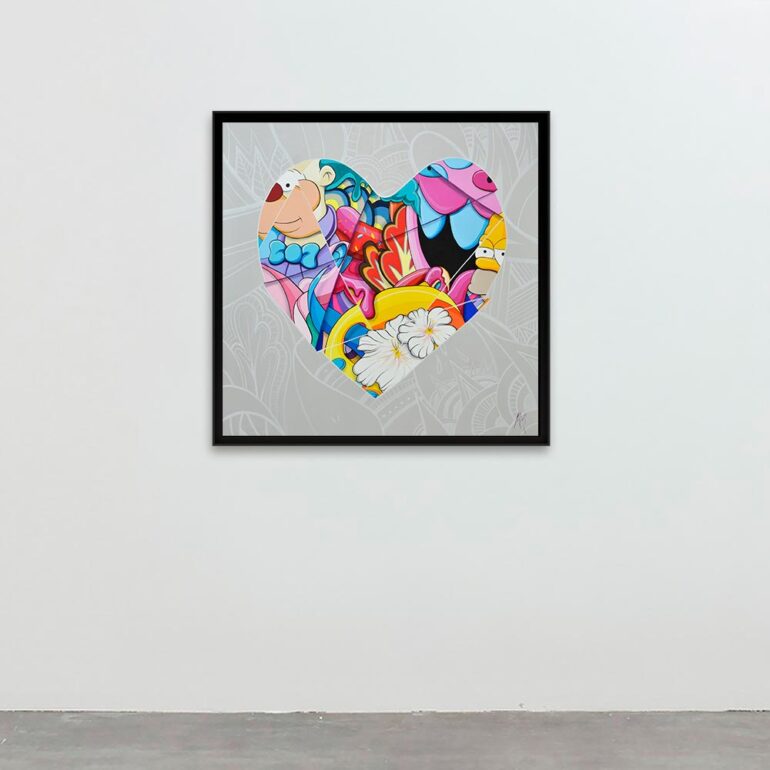 Tableau simpson pop art en forme de coeur