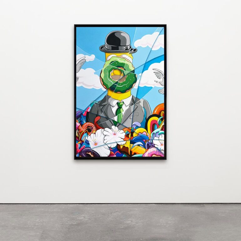 Tableau simpson pop art magritte homer